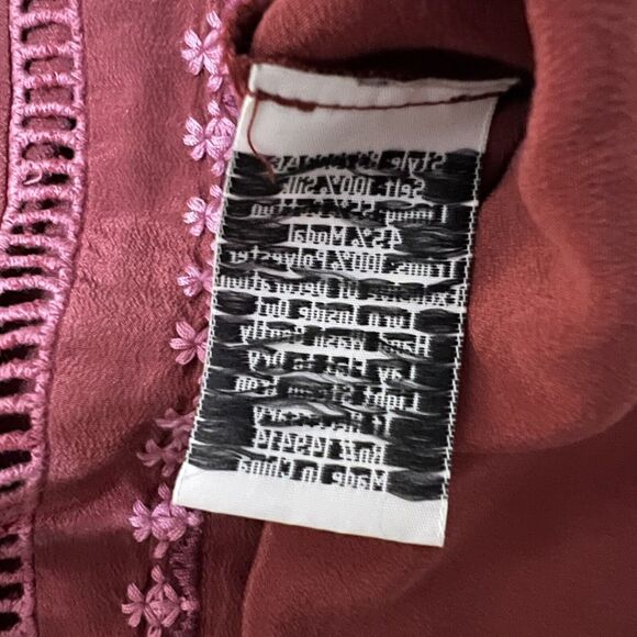 Johnny Was NEW Peyton Silk Blouse Long Slv Embroidered Sz S Tasseled Oversized - Picture 8 of 9